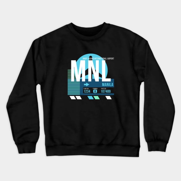 Manila (MNL) Airport Code Baggage Tag Crewneck Sweatshirt by SLAG_Creative